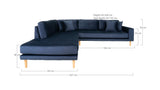 Lido Corner Sofa Left-Facing Open End, Blue Velvet