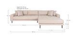 Lido Lounge Sofa with 4 pillows, right facing, Beige