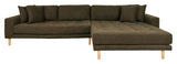 Lido Lounge Sofa with 4 pillows, right facing, Olive green