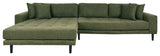 Lido Lounge Sofa with 4 pillows, left facing, Olive green