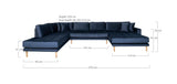 Lido U-sofa w. open end Right facing, Dark blue