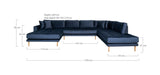 Lido U-sofa w. open end Left facing, Dark blue