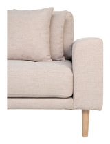 Lounge sofa with left-facing chaise longue, Sand with pillows and nature wooden legs