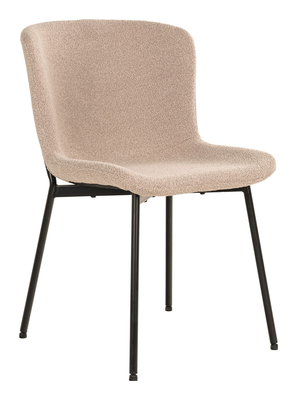 Maceda Dining chair, Bouclé, Beie with black legs