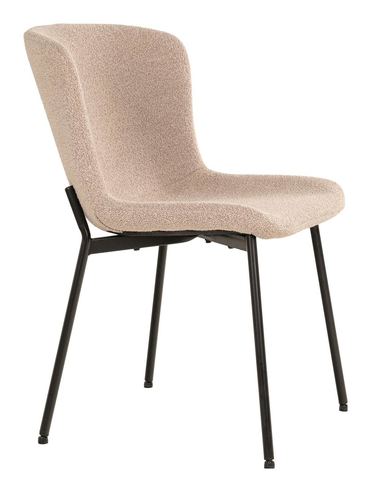 Maceda Dining chair, Bouclé, Beie with black legs