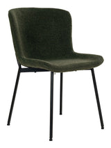 Maceda Dining chair, Bouclé, Dark green with black legs