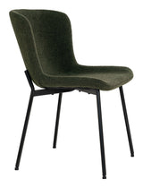 Maceda Dining chair, Bouclé, Dark green with black legs