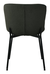 Maceda Dining chair, Bouclé, Dark green with black legs