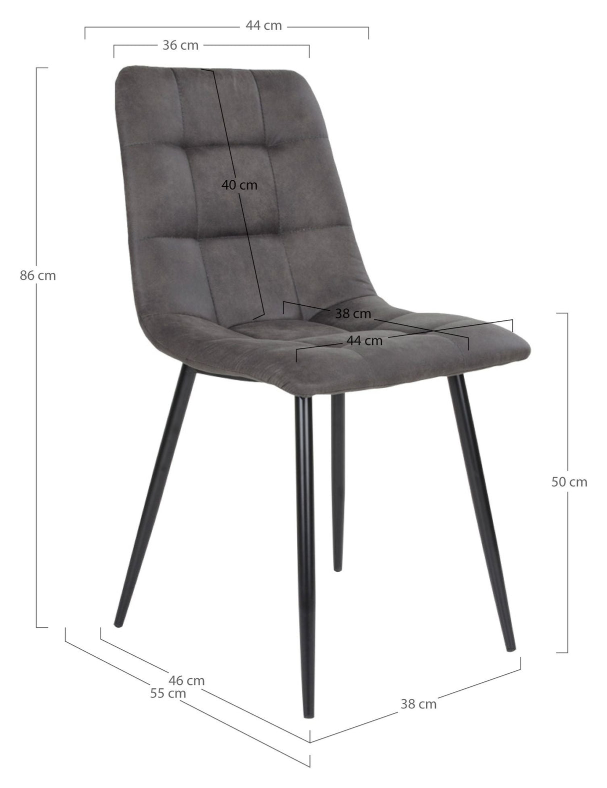 Middelfart Dining chair with microfiber, Dark gray