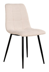 Middelfart Dining chair with black legs, Bouclé, White