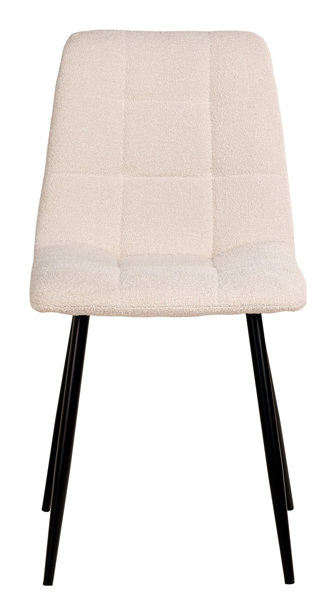 Middelfart Dining chair with black legs, Bouclé, White