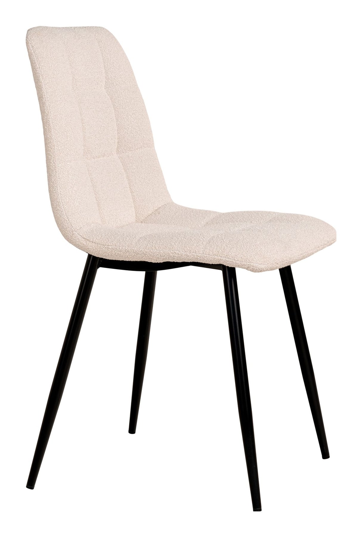 Middelfart Dining chair with black legs, Bouclé, White