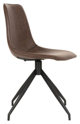 Monaco Dining chair with swivel foot, Dark brown PU