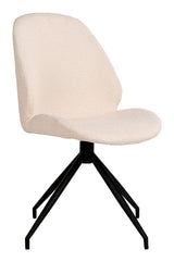 Monte Dining chair with black legs, Bouclé with turntable, White