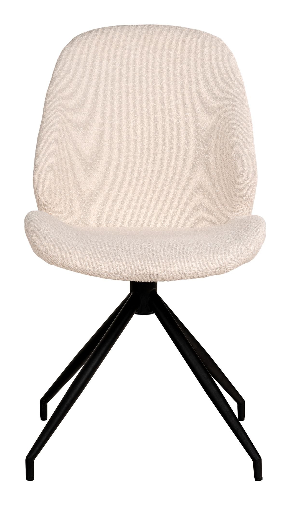 Monte Dining chair with black legs, Bouclé with turntable, White