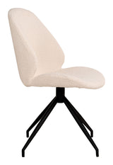 Monte Dining chair with black legs, Bouclé with turntable, White