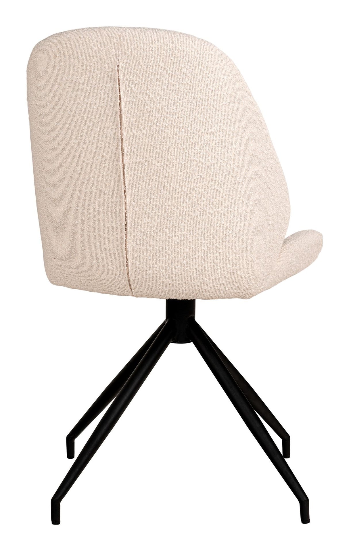 Monte Dining chair with black legs, Bouclé with turntable, White