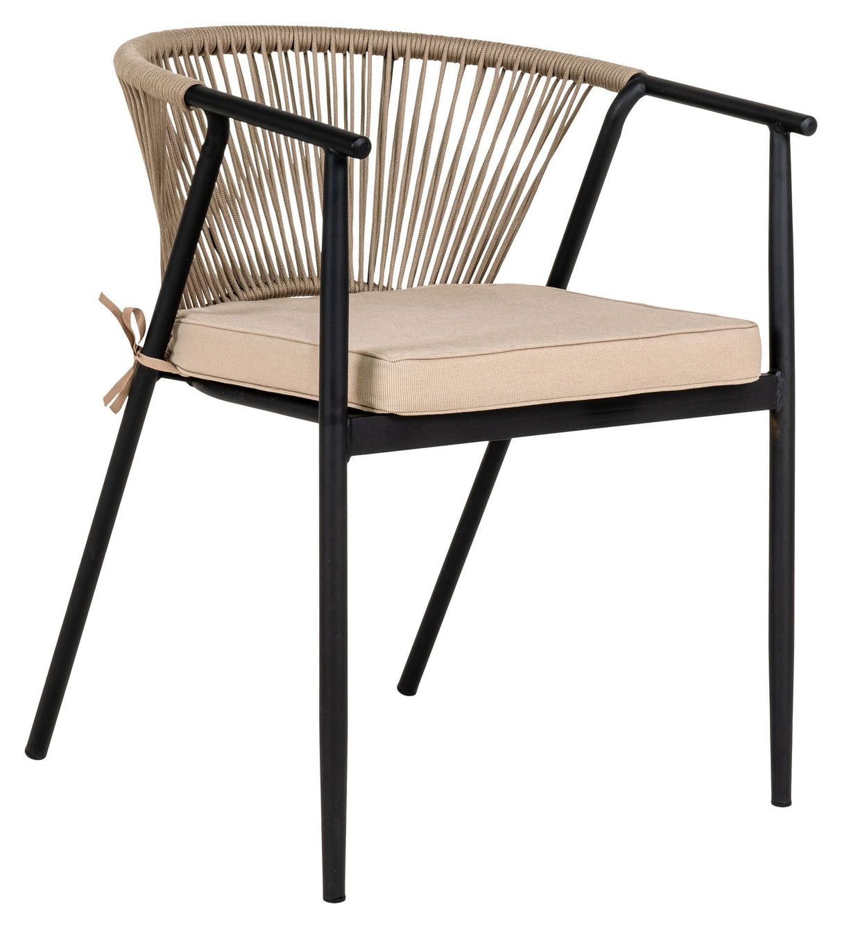 Naples Garden Chair, Gray Rope and Black Legs