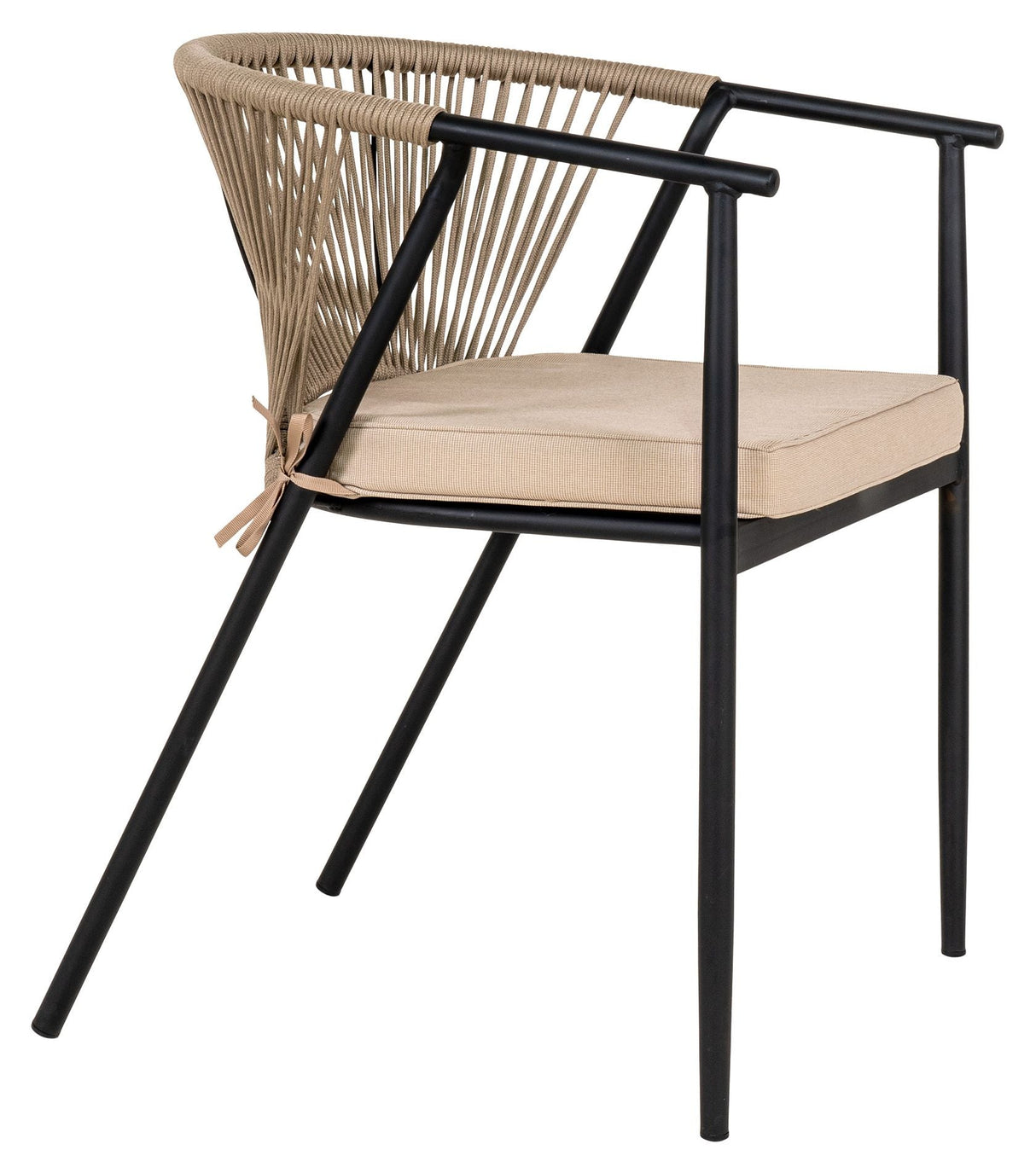 Naples Garden Chair, Gray Rope and Black Legs