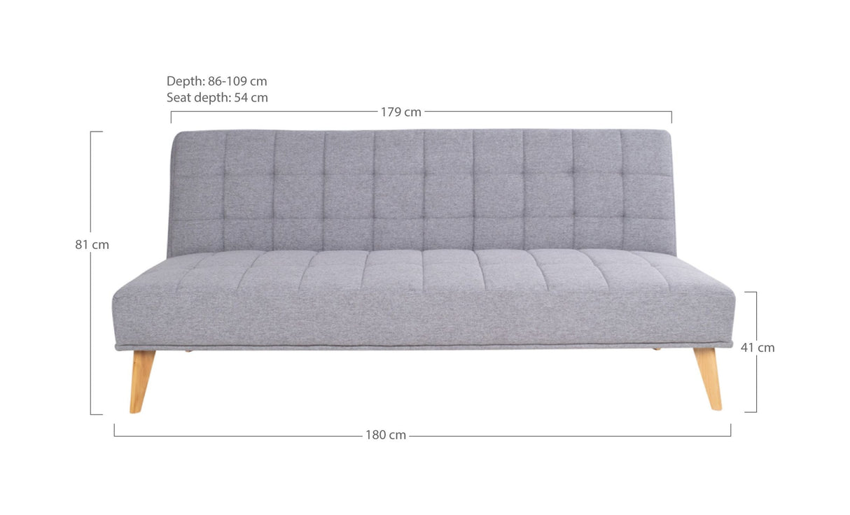 Oxford Sofa bed in light gray with legs in birch wood