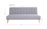 Oxford Sofa bed in light gray with legs in birch wood