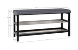 Padova Bench w. shoe shelves, Black/Gray