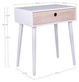 Parma Bedside table, white with 1 wooden drawer