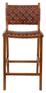 Perugia Bar Chair, Brown Leather/Teak