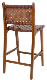 Perugia Bar Chair, Brown Leather/Teak