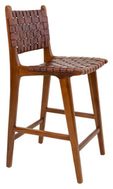 Perugia Bar Chair, Brown Leather/Teak