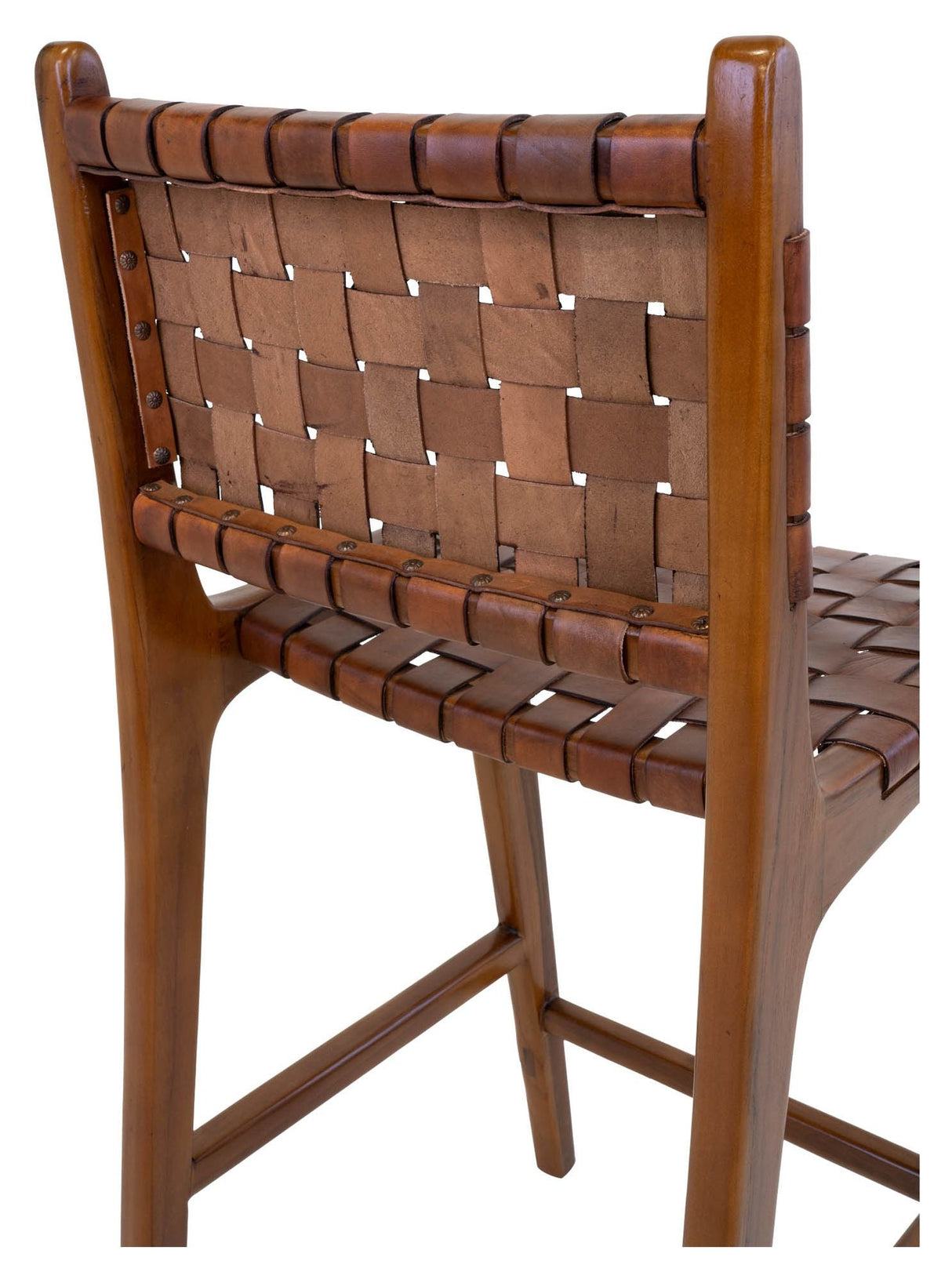 Perugia Bar Chair, Brown Leather/Teak