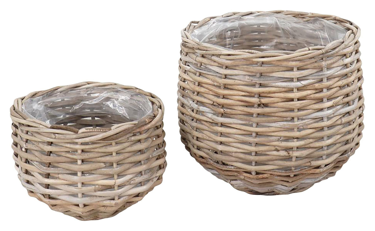 Pulo Basket in kubu, with plastic inside, Set of 2