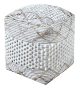 Puri Pouf, Hand Woven, Off White, 40x40