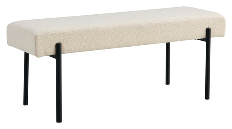 Swindon Bench 100x36x42.5, Bouclé, White w. black legs