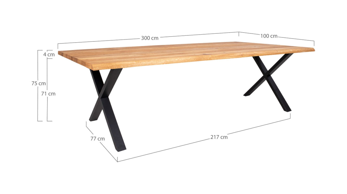 Toulon Dining table with corrugated edge, Oiled Oak, 300x100