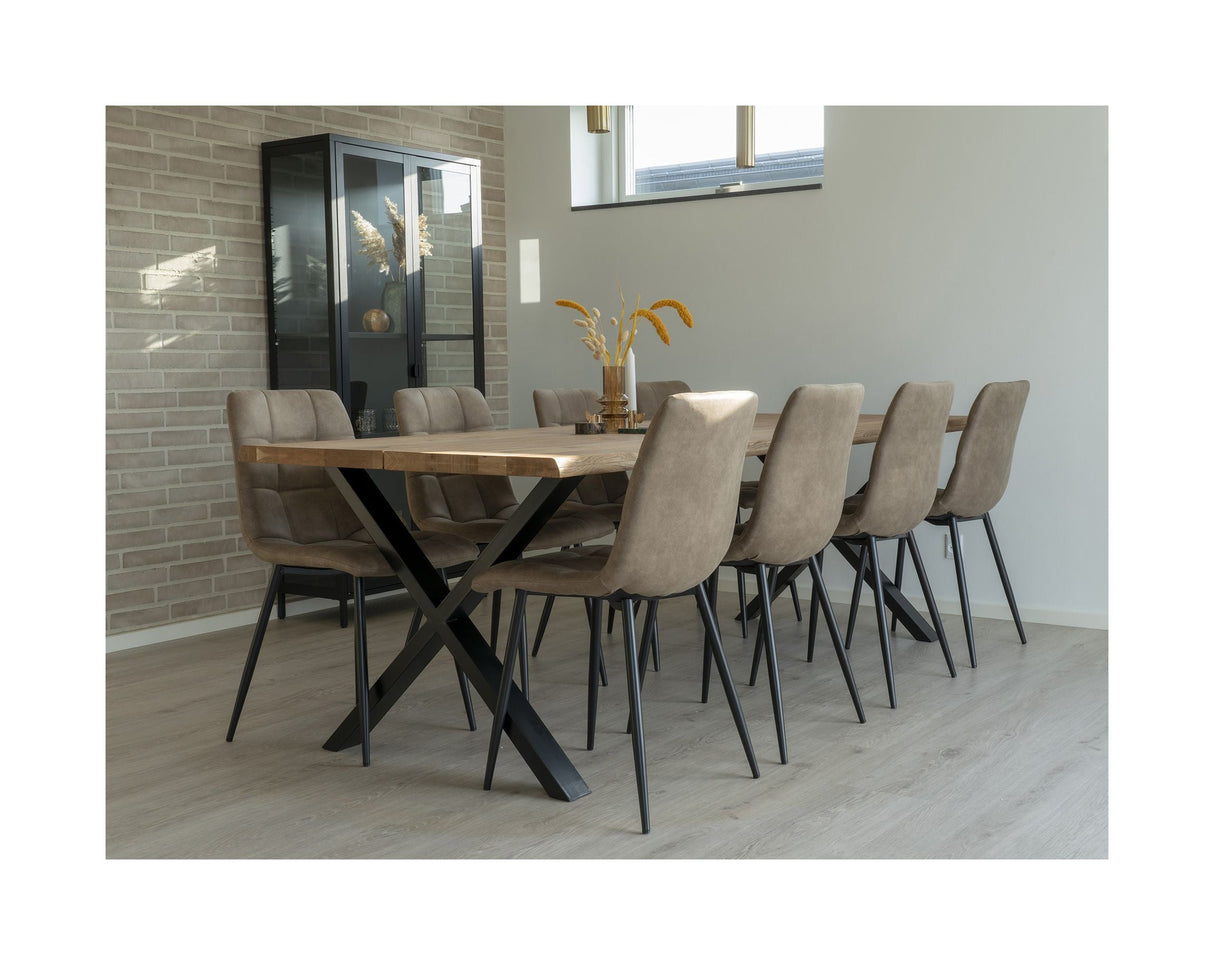 Toulon Dining table with corrugated edge, Oiled Oak, 300x100