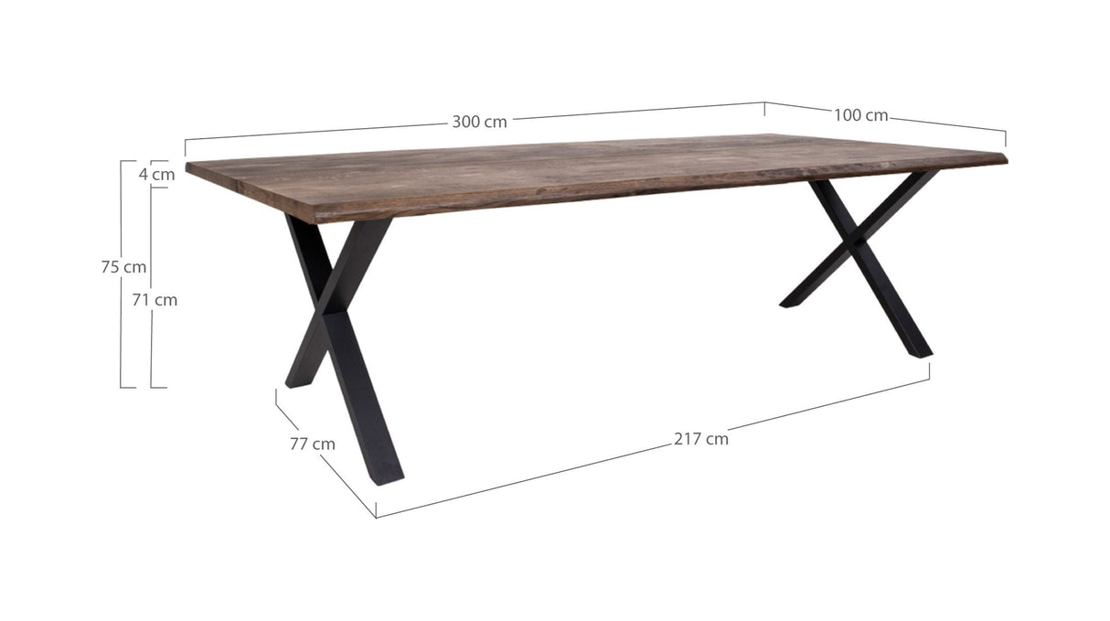 Toulon Dining table with wavy edge, Smoked oiled Oak, 300x100