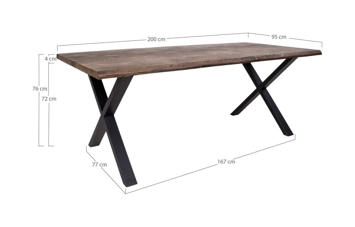 Toulon Dining table, smoked oiled oak, corrugated edge 200x95