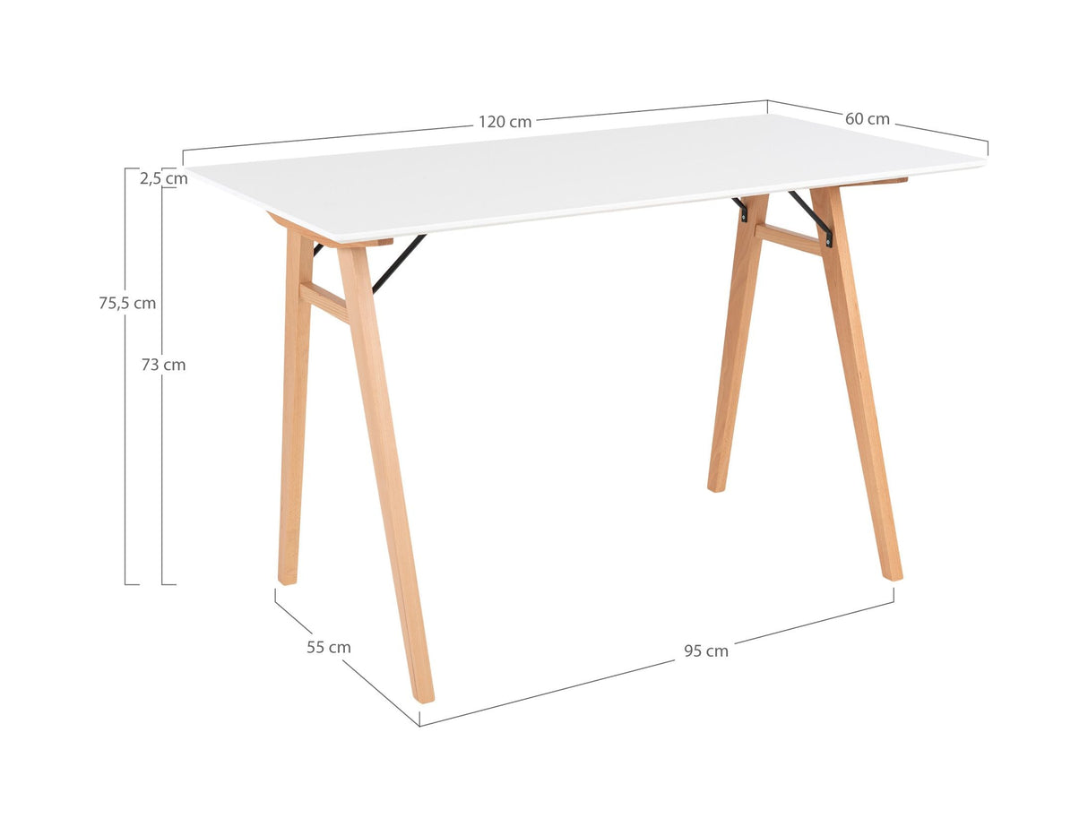 Vojens Desk 120x60, White/Nature