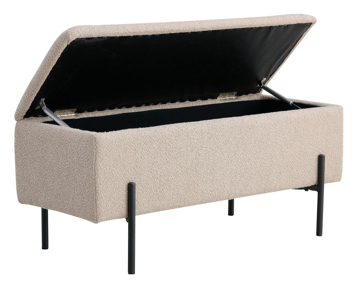 Watford bench with storage, Beige bouclé, 95x36,5x46