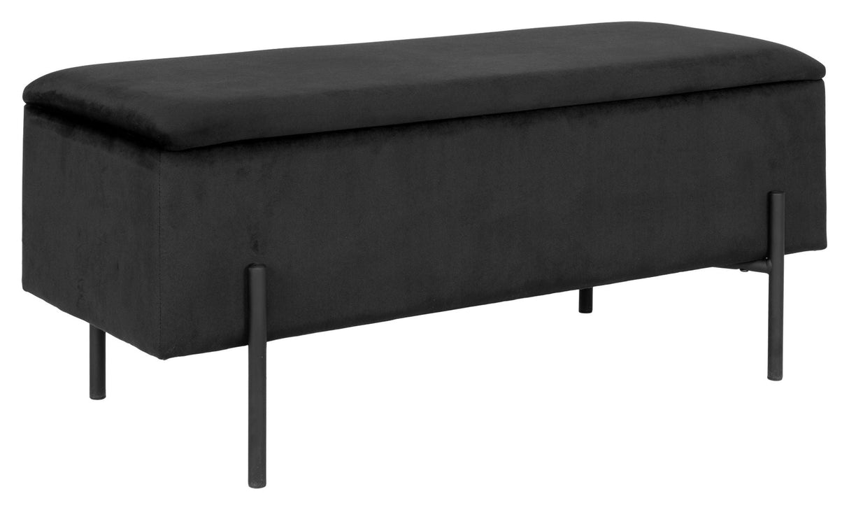 Watford Bench with storage, Black velvet