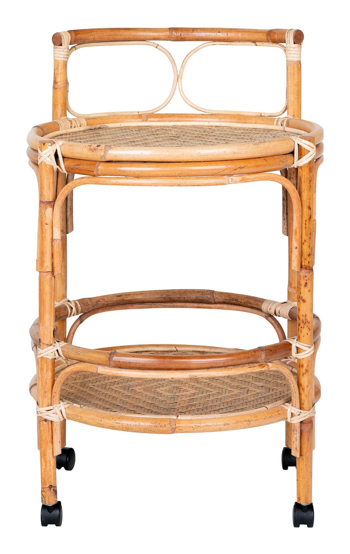 Zaragoza Side table with wheels, Rattan, Nature, 55x55x87