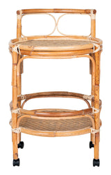 Zaragoza Side table with wheels, Rattan, Nature, 55x55x87