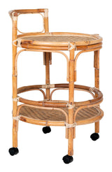 Zaragoza Side table with wheels, Rattan, Nature, 55x55x87