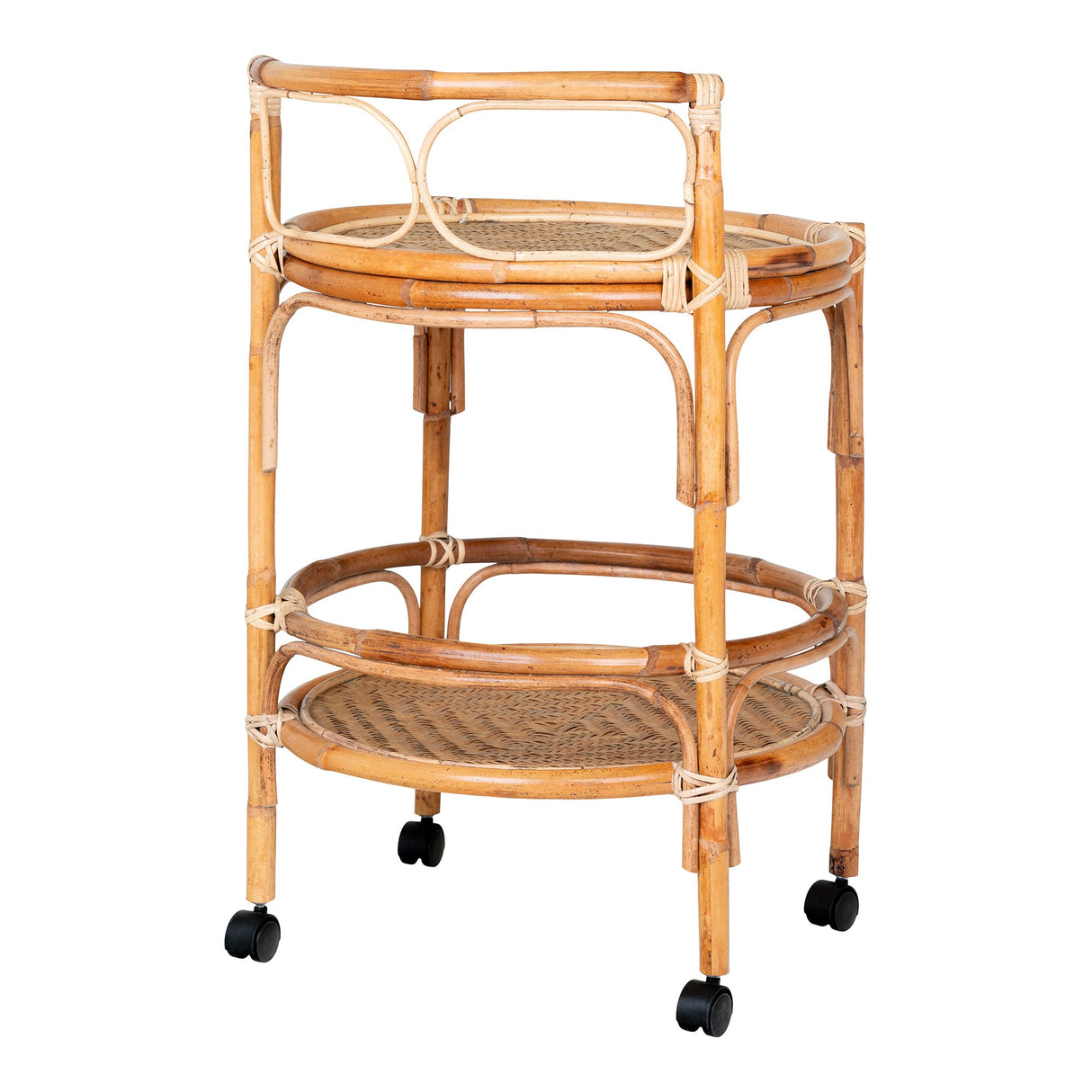 Zaragoza Side table with wheels, Rattan, Nature, 55x55x87