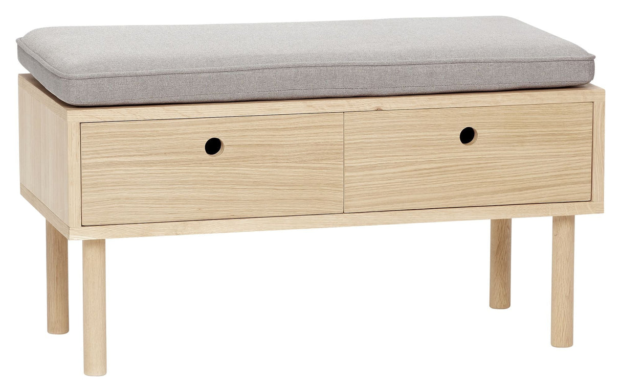 Hübsch Hide Bench w. 2 drawers, Oak veneer