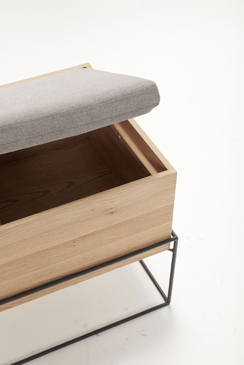 Hübsch Collect Bench with storage, Oak veneer