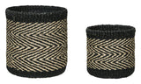 Criss Cross Basket Set of 2, Black/Nature