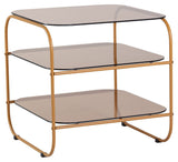 Hübsch Echo Side table with 2 shelves, 50x28, Metal/Glass