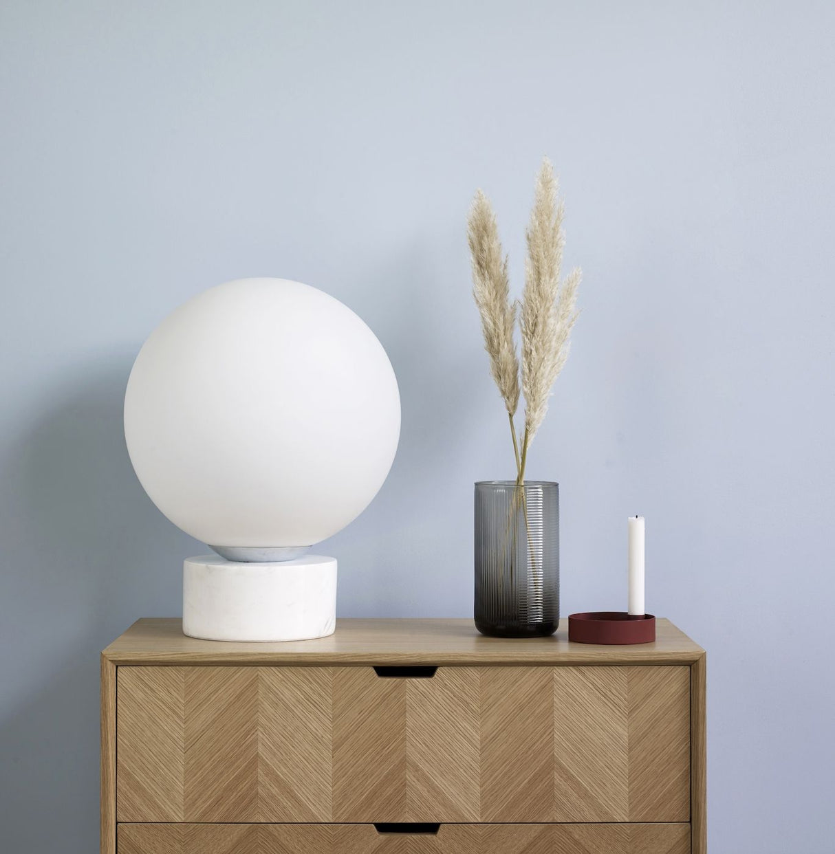 Hübsch Sphere Floor lamp with marble, White